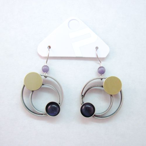 Purple Catsite Double Circle Dangle Earrings by POLY